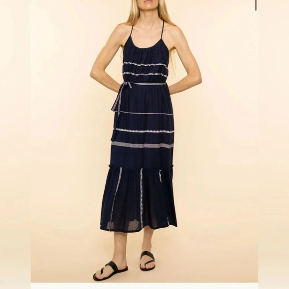 Lemlem Nunu Sun Dress in Navy large - Picture 1 of 7